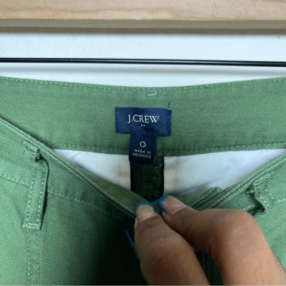 J. Crew  Women Cotton Camp Pants 0 Patch‎ Pockets Tapered Leg Casual Green - Picture 5 of 11
